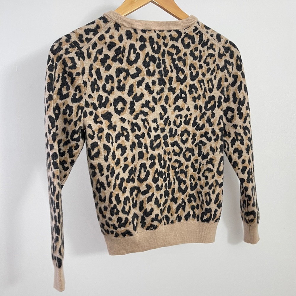 J. Crew Tan and Black Merino Wool Leopard Sweater Size S - Picture 5 of 5